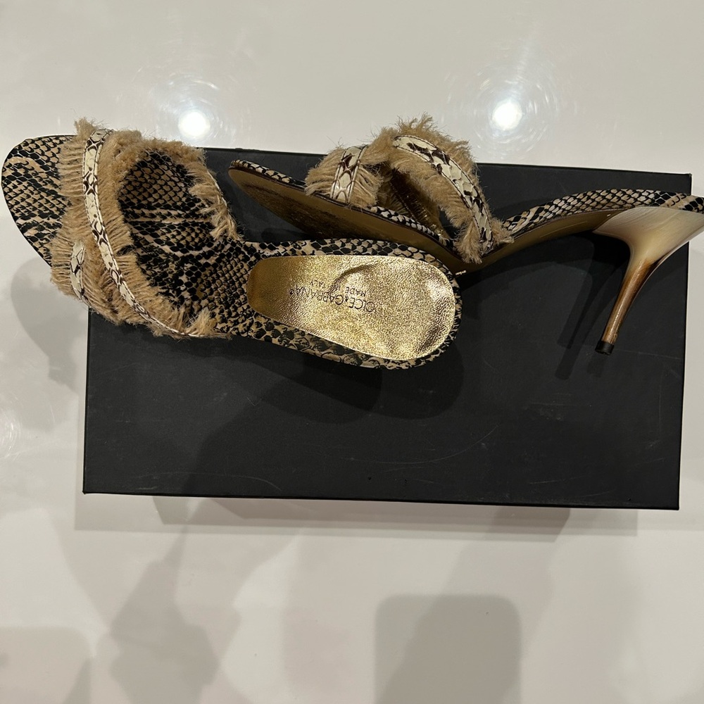 Dolce & Gabbana Women's Snakeskin Heels - Black and Tan - Picture 2 of 4